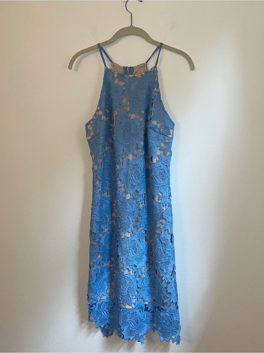Blue Floral Lace Mini Dress